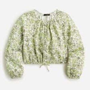 J. Crew Green Floral Blouse
